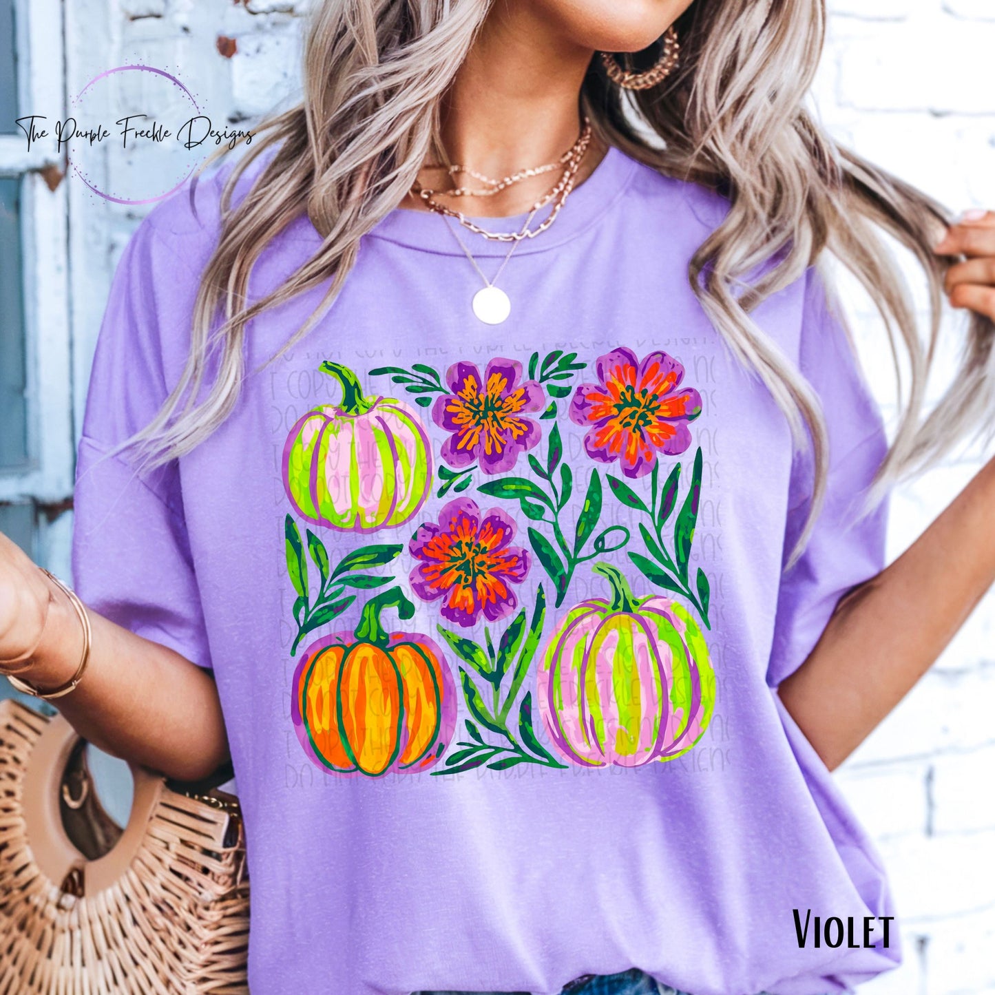 Bright Flowers and Pumpkins