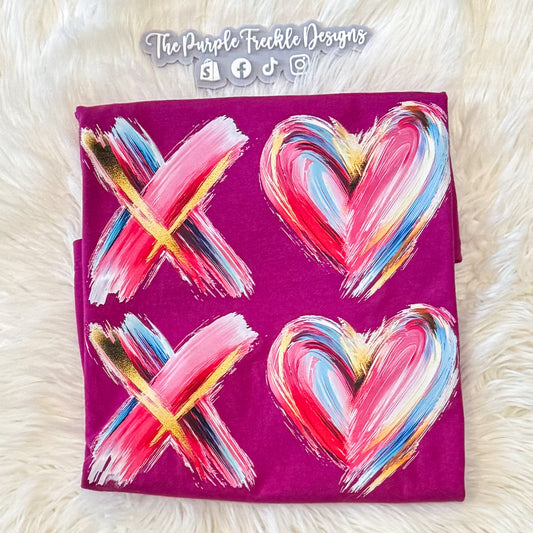 Painted XOXO on Boysenberry