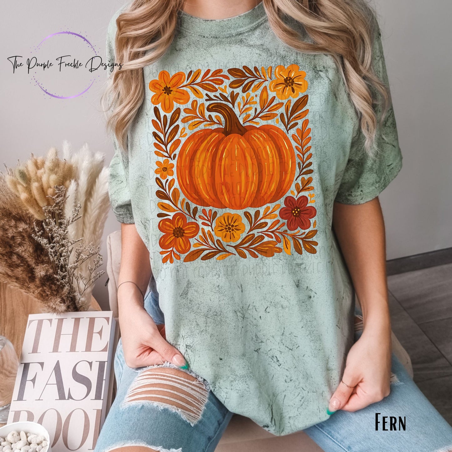 Fall Leaves and Pumpkin