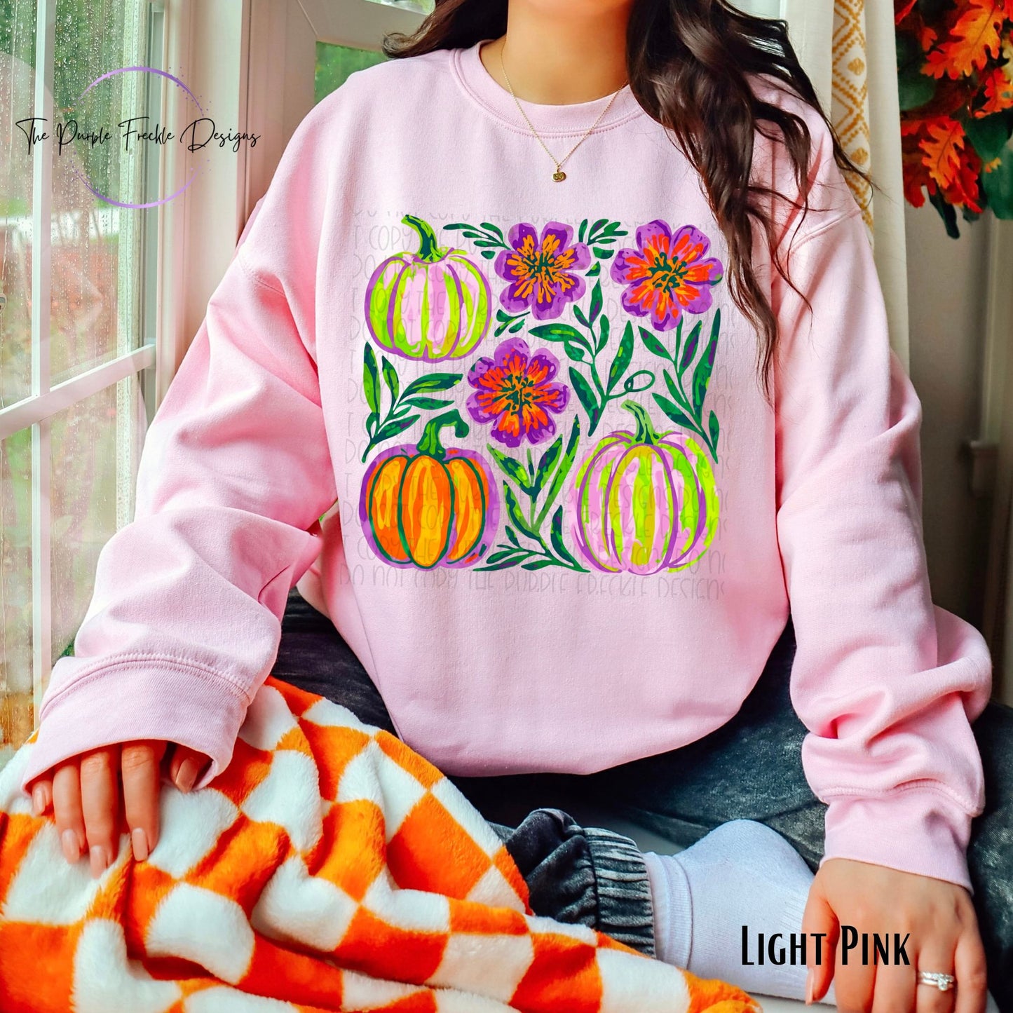 Bright Flowers and Pumpkins