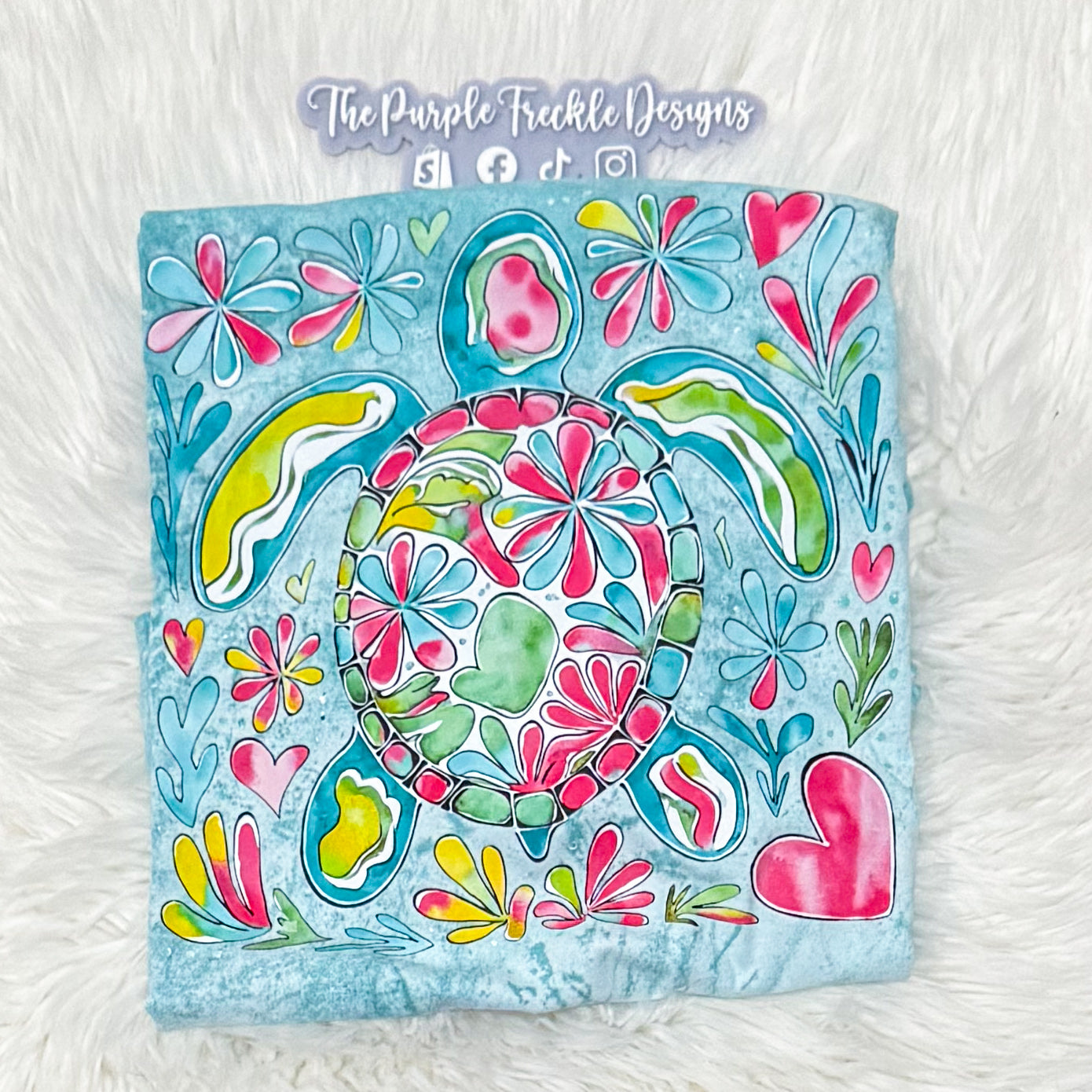 Watercolor Turtle on Seaglass