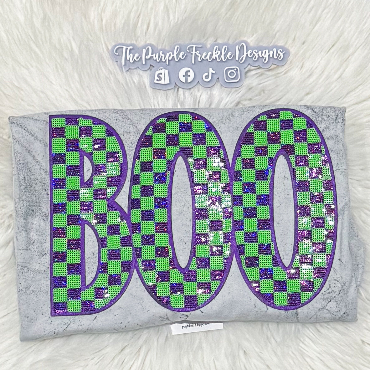 Boo Sequin Patch on Smoke