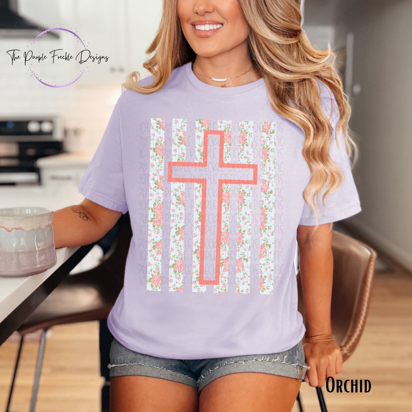 Floral Striped Cross