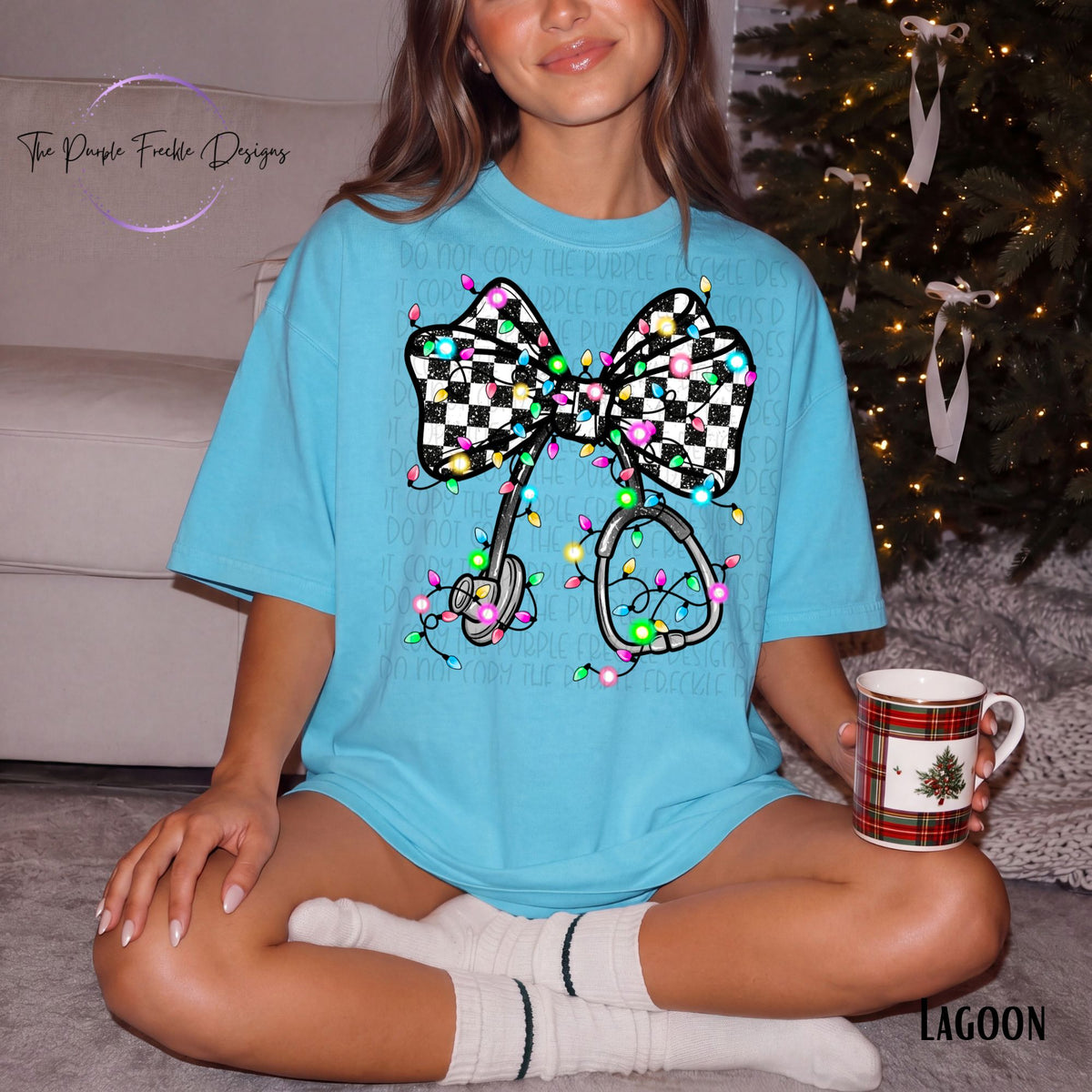 Checkered Nurse Christmas Stethoscope
