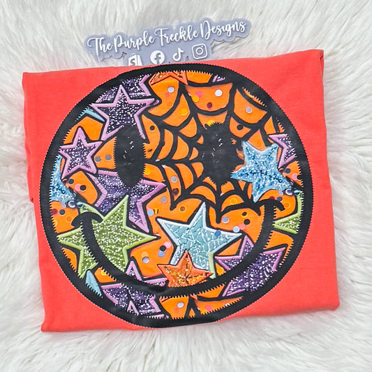 Halloween Smiley on Bright Salmon