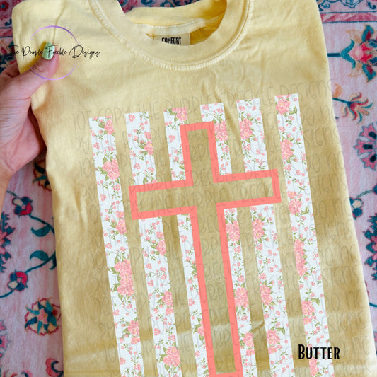 Floral Striped Cross