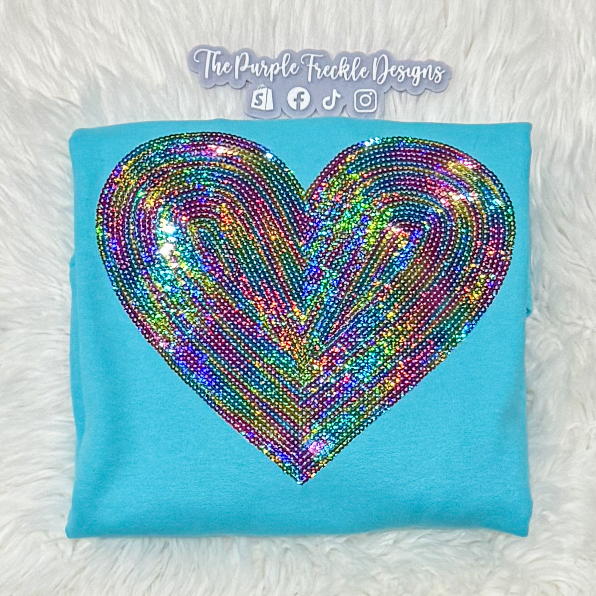 Rainbow Heart Sequin Patch