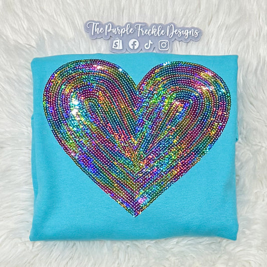 Rainbow Heart Sequin Patch