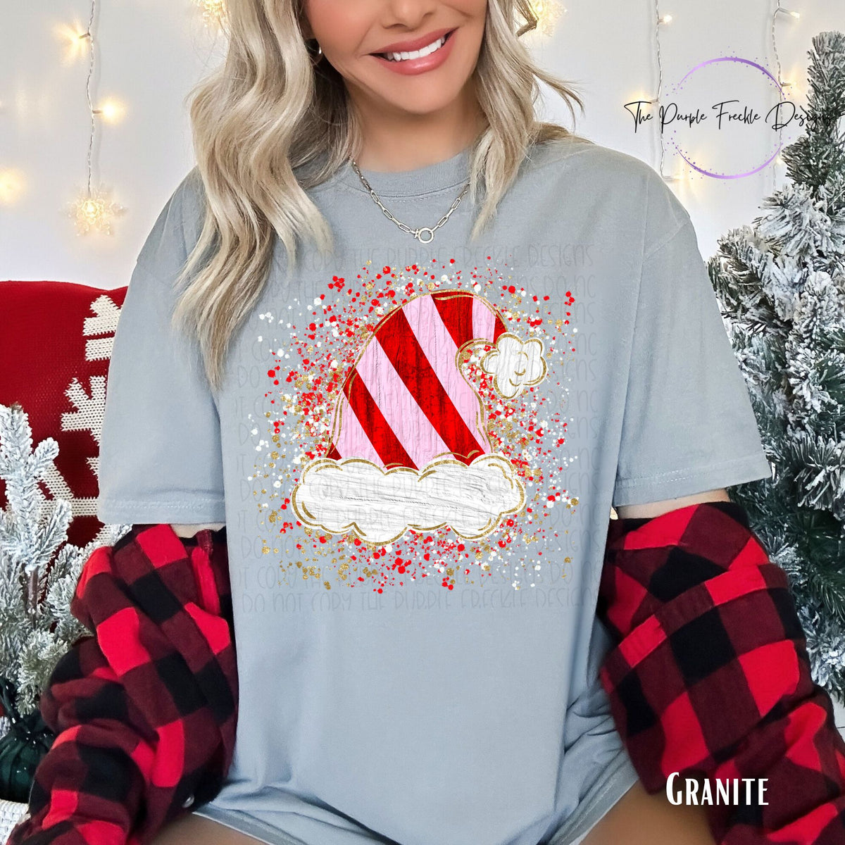 Splatter Stiped Santa Hat
