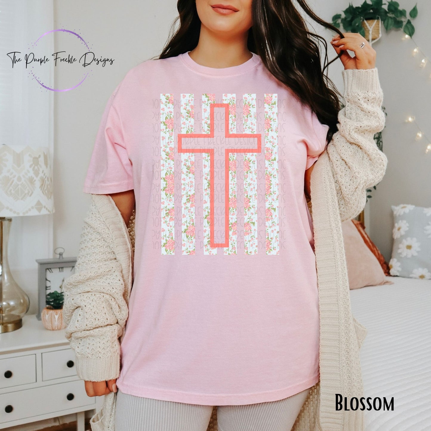 Floral Striped Cross