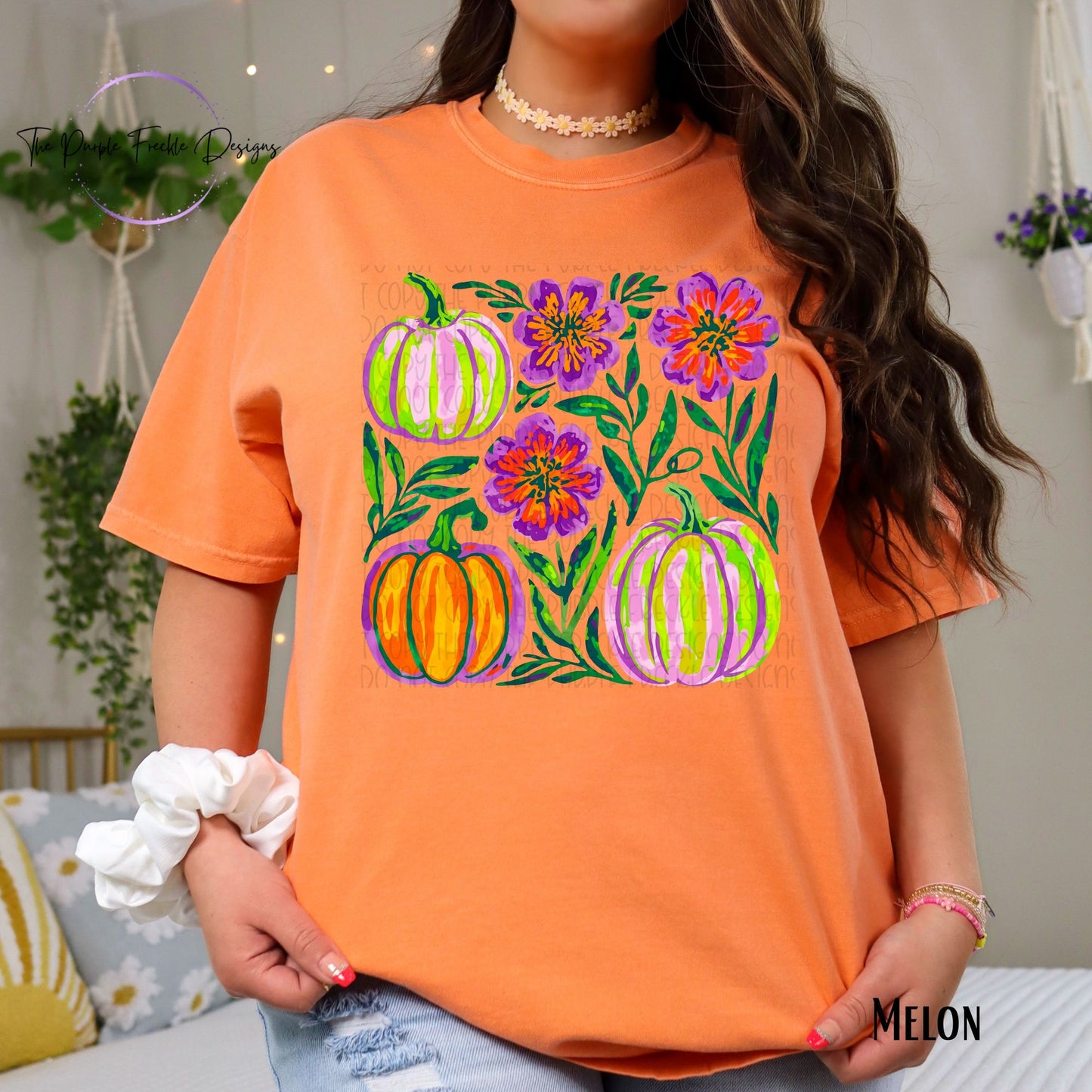 Bright Flowers and Pumpkins