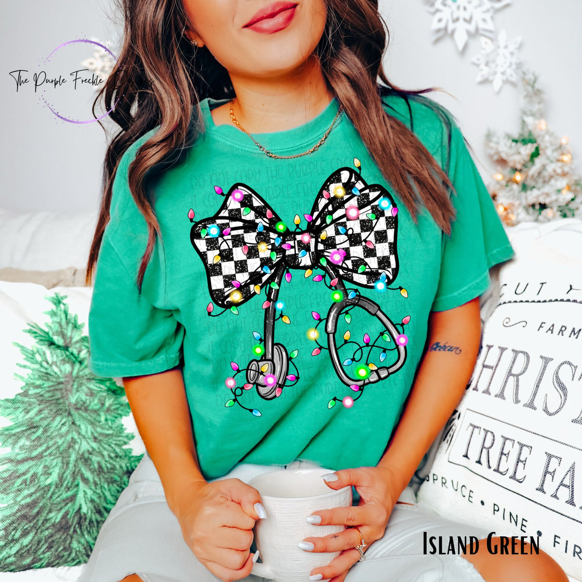Checkered Nurse Christmas Stethoscope