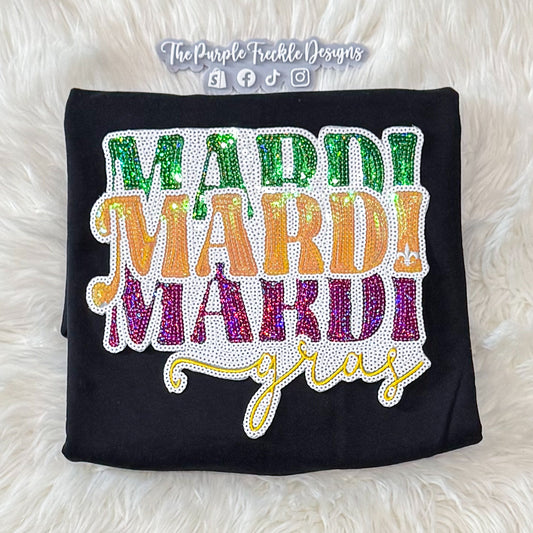 Stacked Mardi Gras Sequin Patch