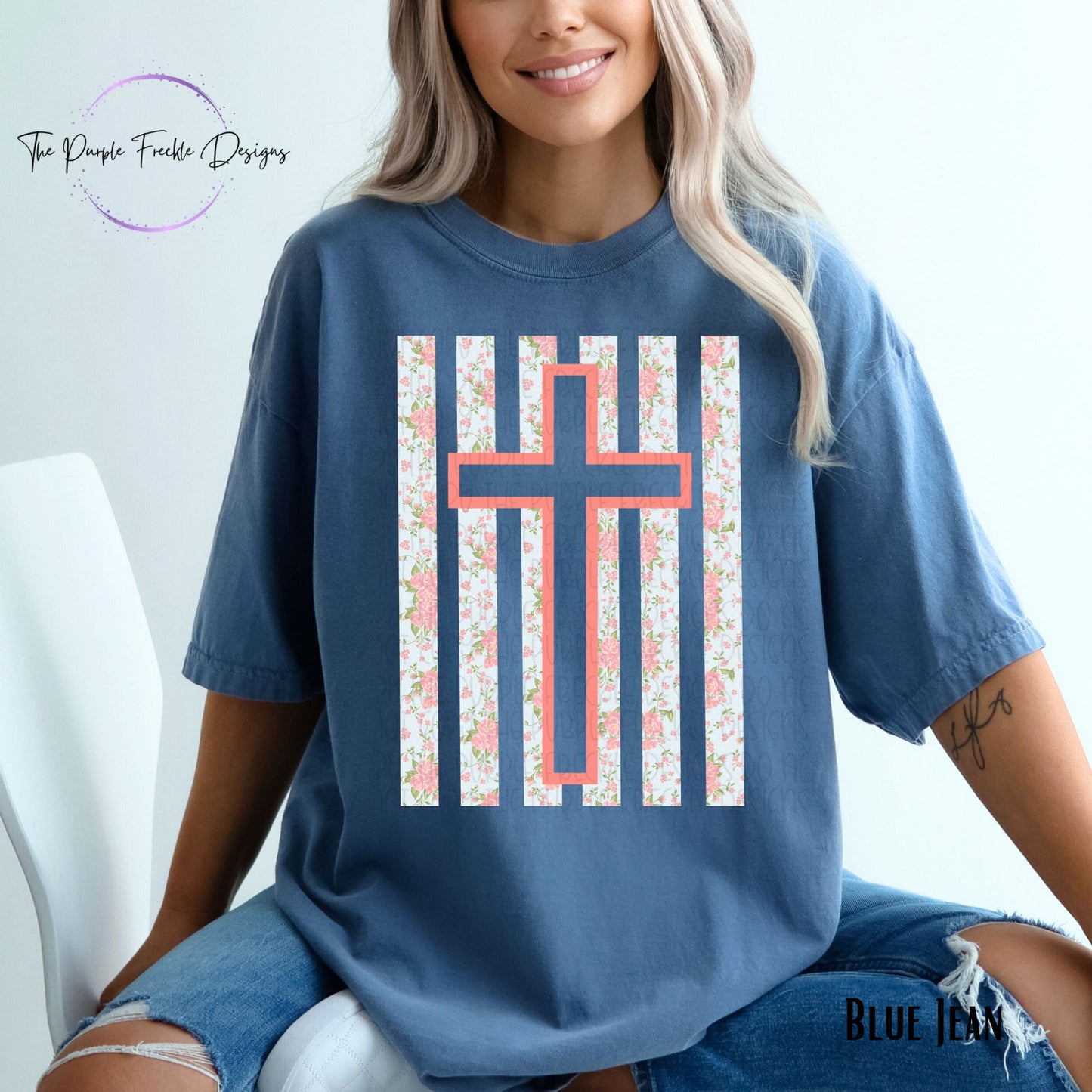 Floral Striped Cross