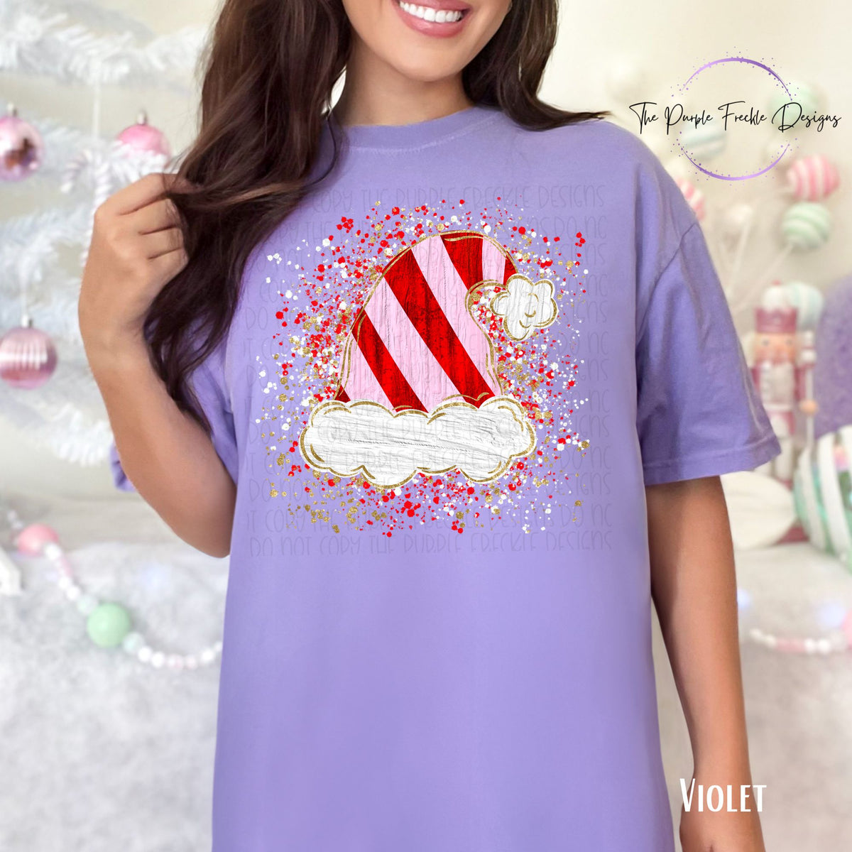 Splatter Stiped Santa Hat