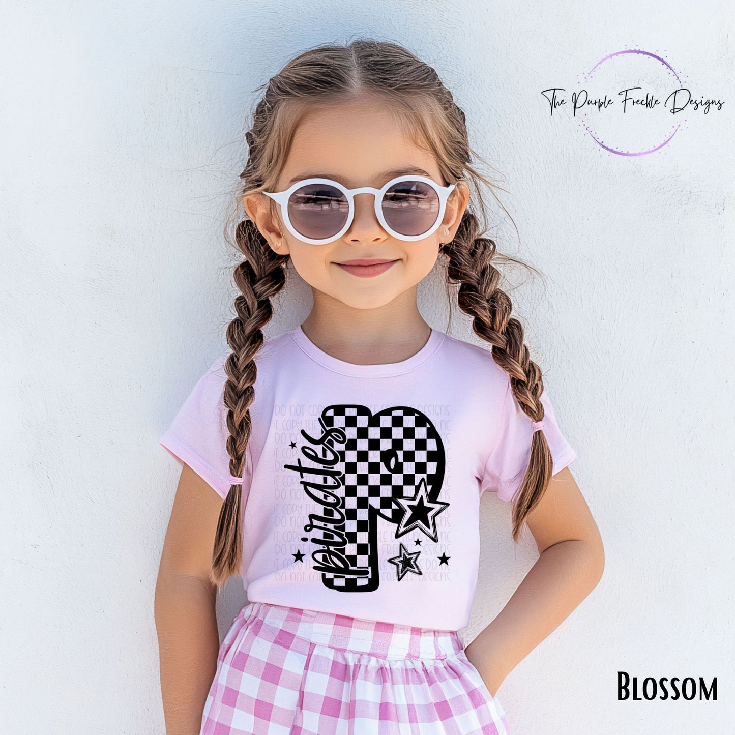 Checkered Letter Mascot Kids