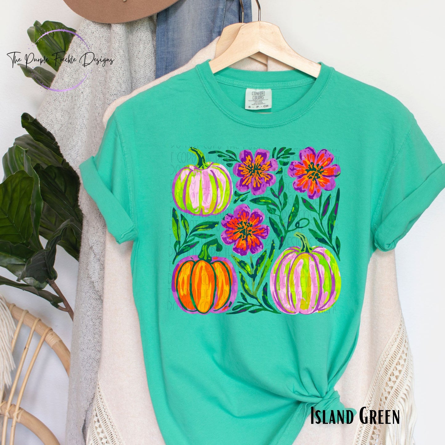 Bright Flowers and Pumpkins