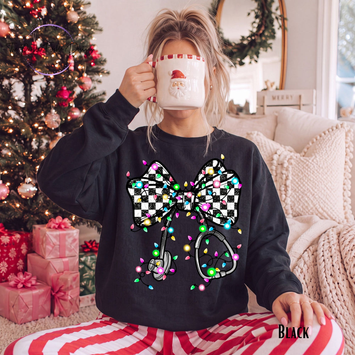 Checkered Nurse Christmas Stethoscope