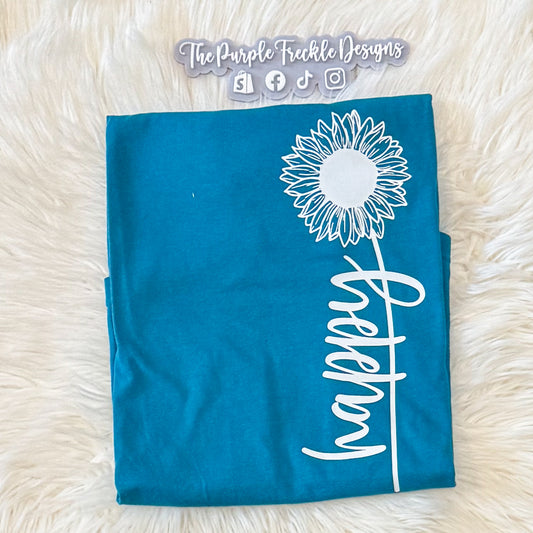Happy on Topaz Blue