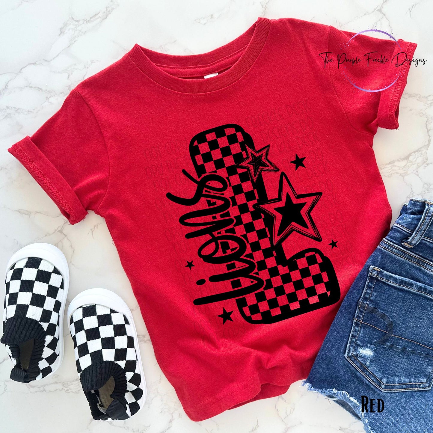 Checkered Letter Mascot Kids