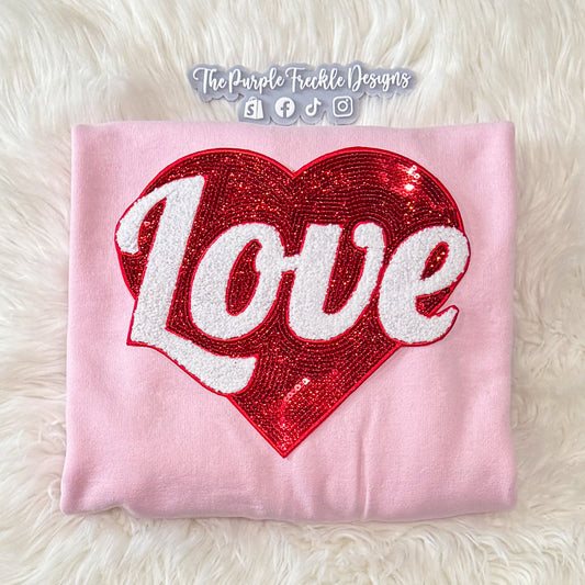 Red Love Sequin Patch Sweatshirt