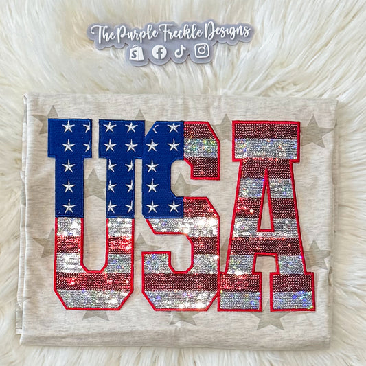 USA Sequin and Chenille Patch