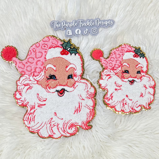 Pink Santa Adult Chenille Patch
