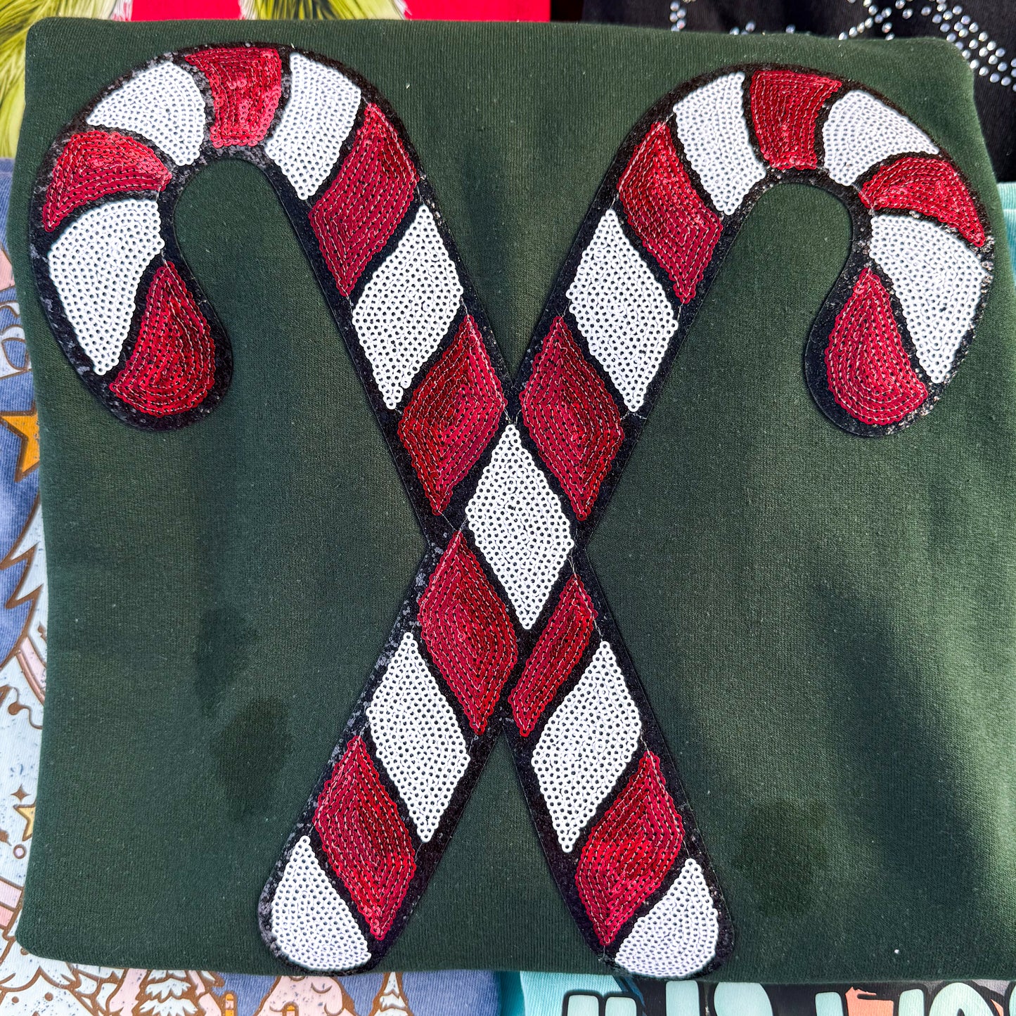 Candy Cane Sequin Patch Sweatshirt