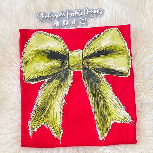 Green Bow on Red