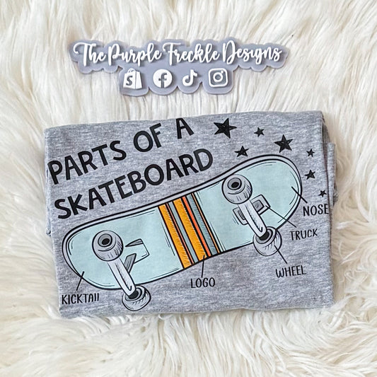 Parts of a Skateboard on Heather