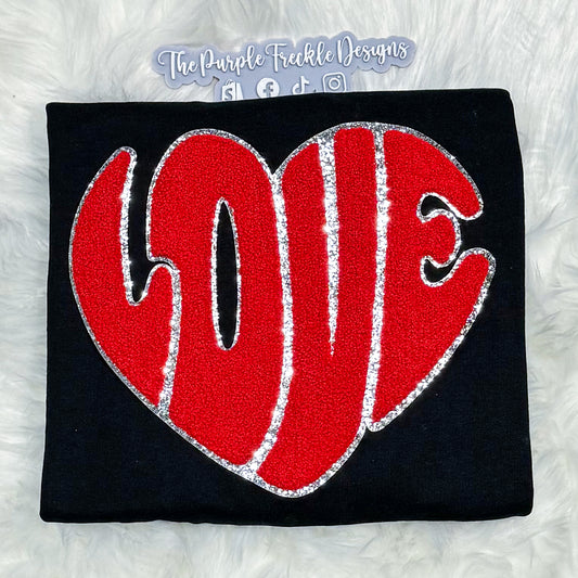Heart Shaped Love Chenille Patch