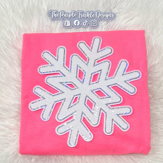 Snowflake on Safety Pink